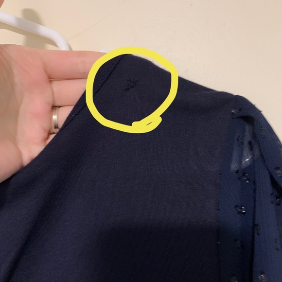 LOFT NWT Navy Flutter Sleeve Blouse M - Picture 5 of 5